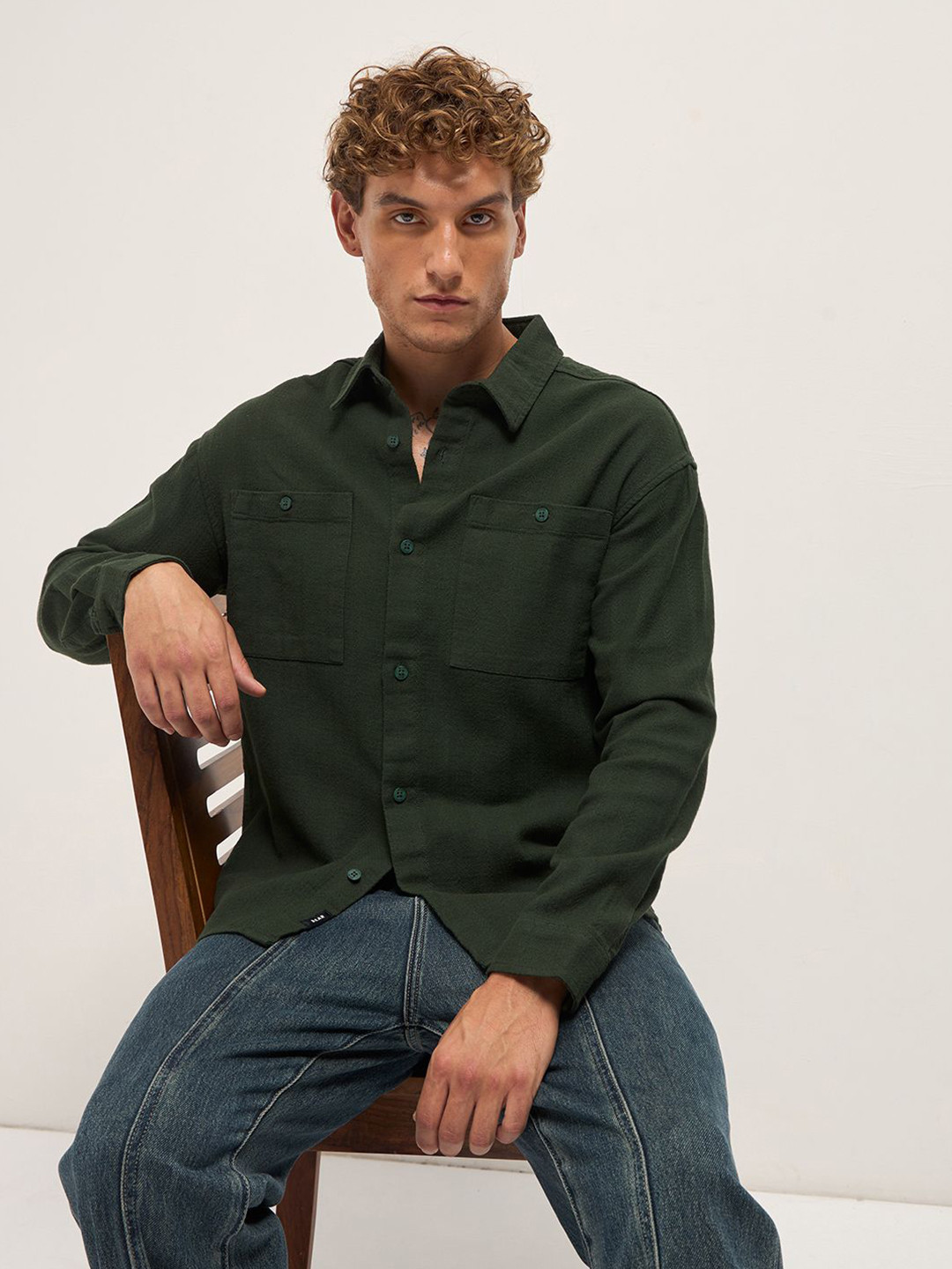 THE BEAR HOUSE Pure Cotton Relaxed Fit Overshirt
