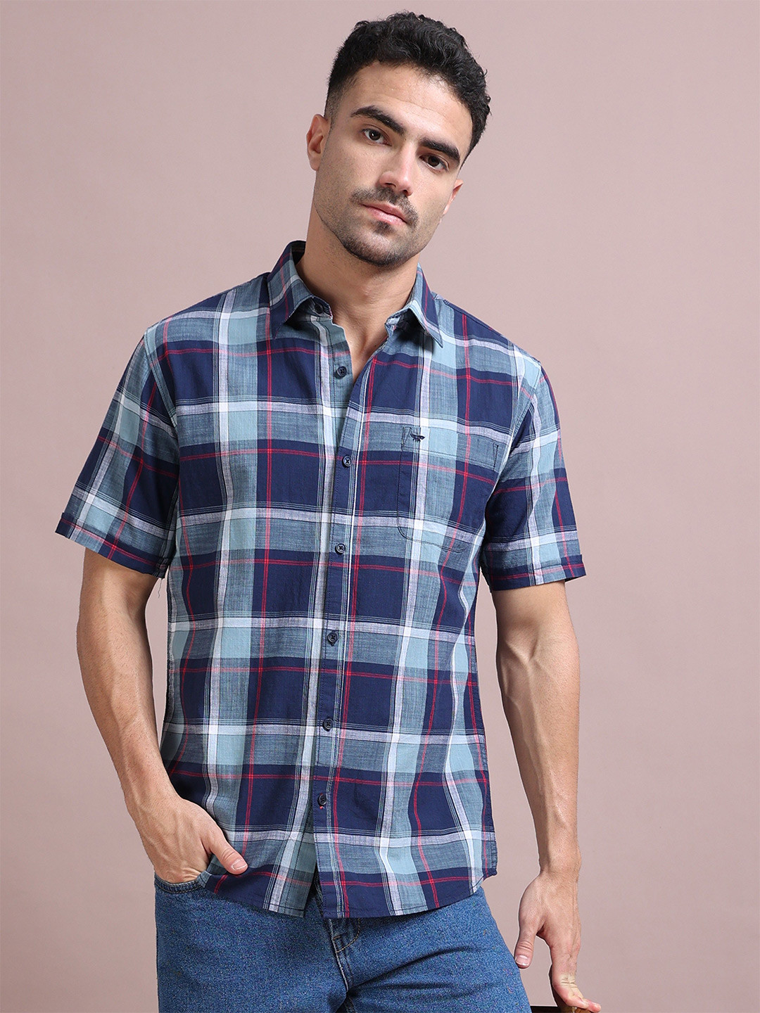 RIGS AND RAGS Men Shelby Tartan Checks Opaque Checked Casual Shirt