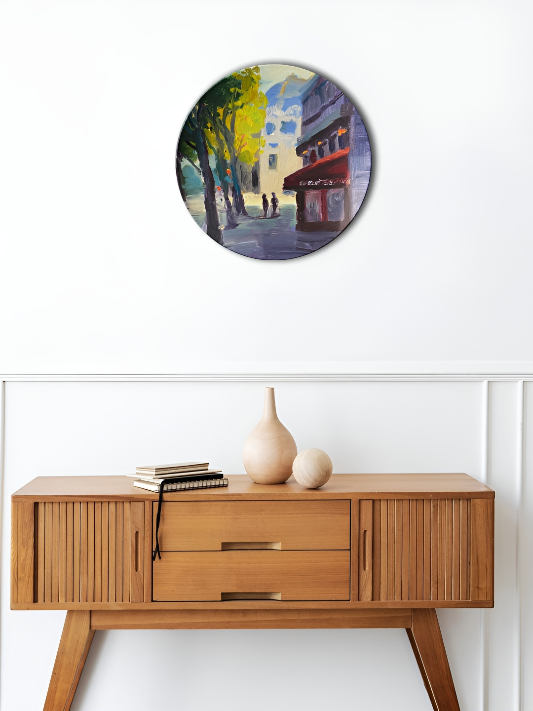 THE QUIRKY HOME Nostalgic Street Scene Crafted Ceramics Antique Hall Wall Plates-10In