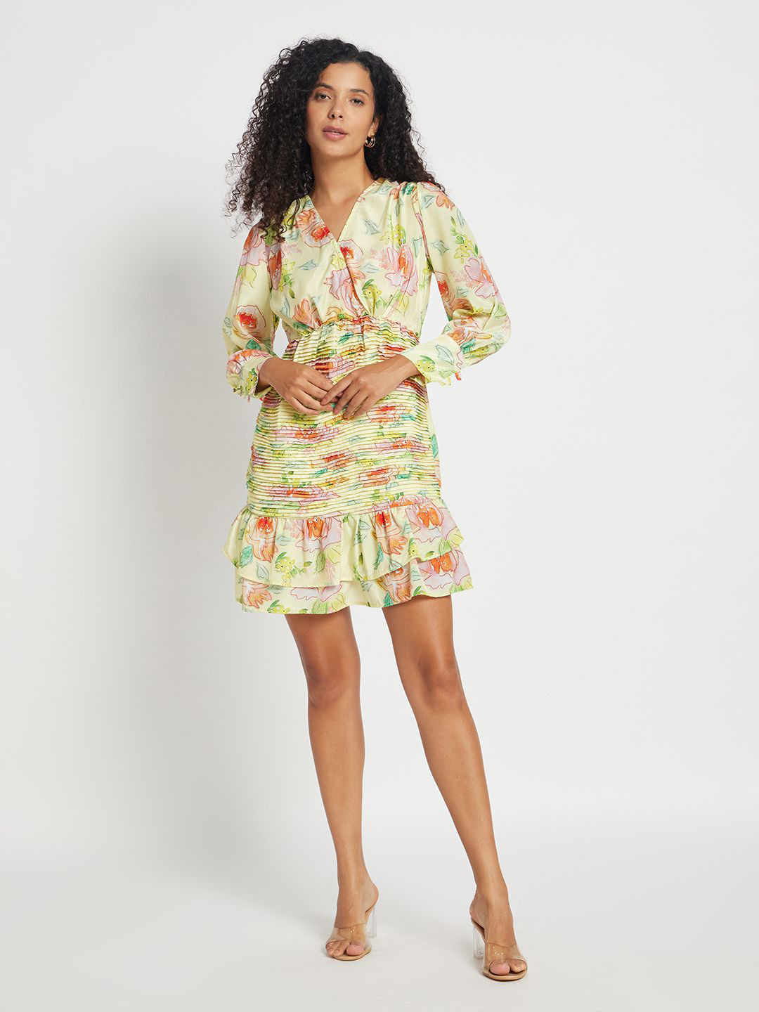 STITCH MONKEY Print Crepe A-Line Mini Dress