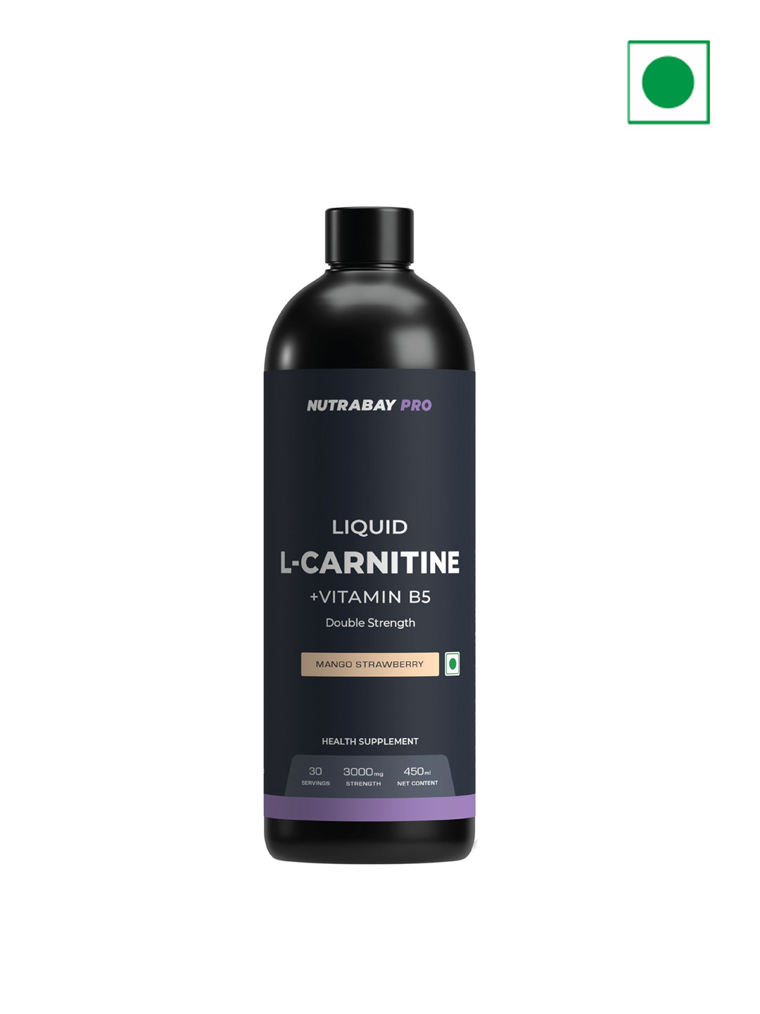 Nutrabay Pro Liquid L-Carnitine With Vitamin B5 - 450 ml - Mango Strawberry