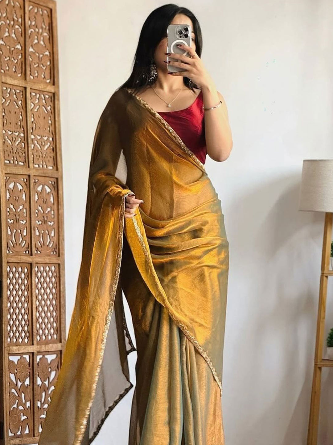 awesome Embellished Beads and Stones Ilkal Saree