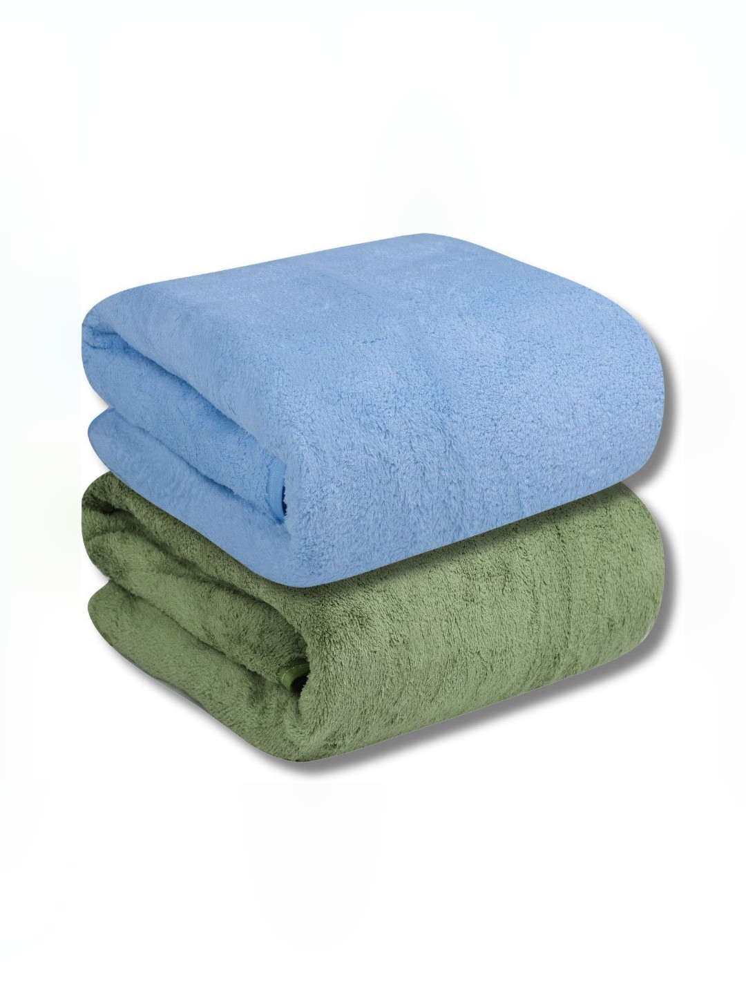 Fezora Green Solid Microfiber 400GSM Super Soft 2PCs Adult Regular Bath Towel-28x55In