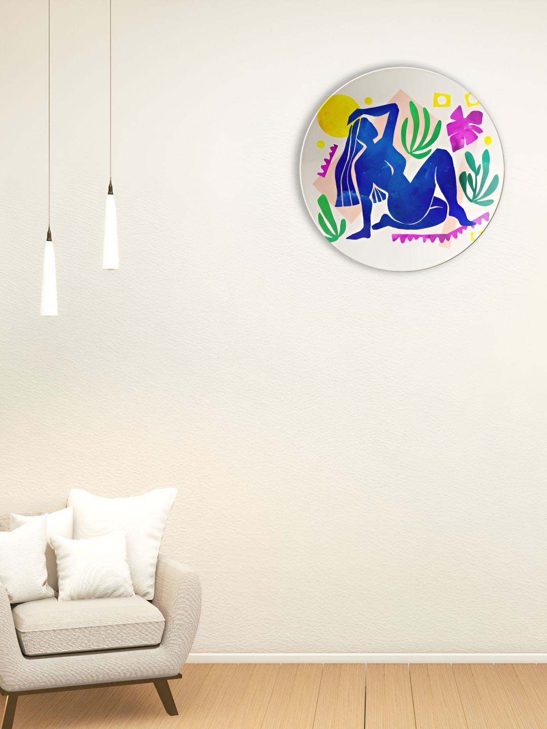 THE QUIRKY HOME Sun-Kissed Serenity Crafted Ceramics Glossy Hanging Hall Wall Plates-10In