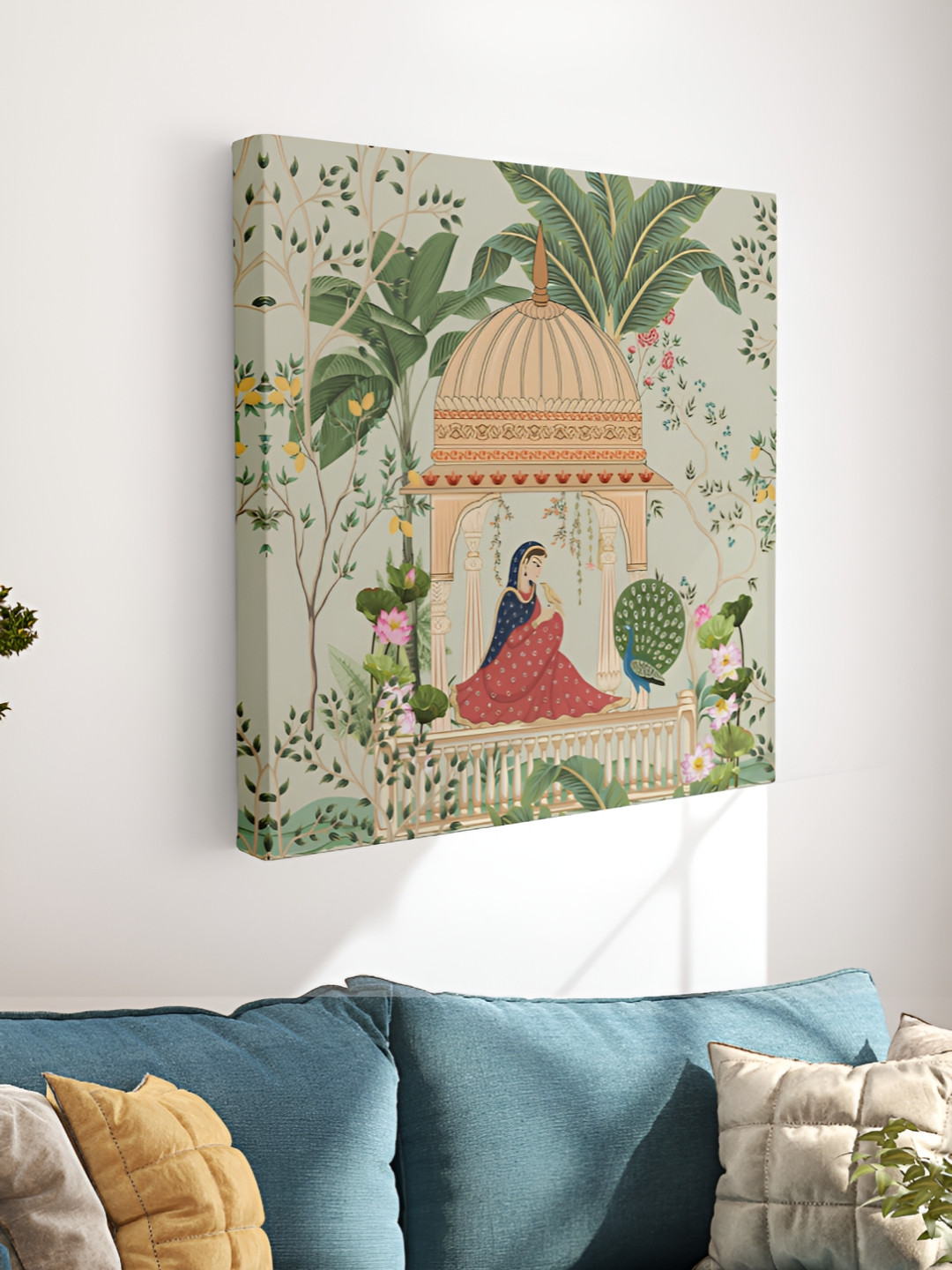 Myntra Elegant Homes Green & Red Canvas Rajasthani Queen Wall Art