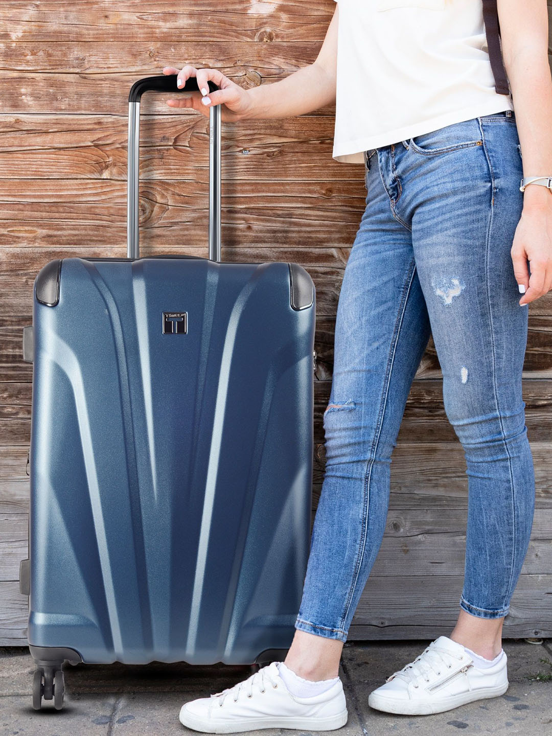 Timus Hard Luggage Hard Sided Medium Trolley Suitcase