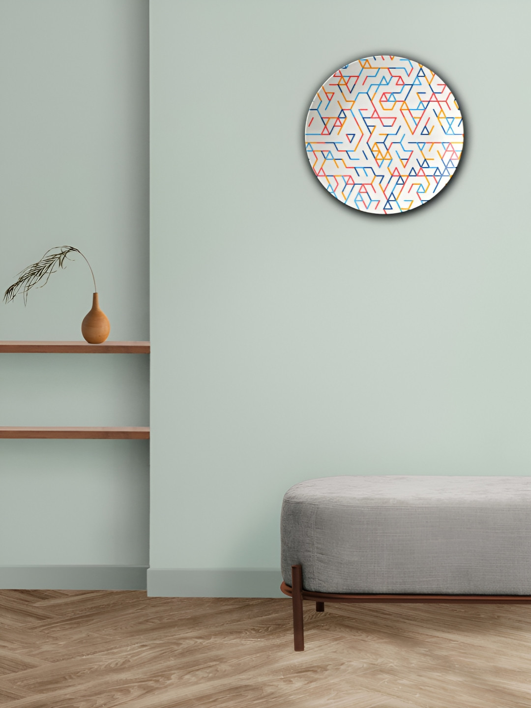 THE QUIRKY HOME A Puzzle of Patterns Crafted Ceramics Glossy Hall Wall Plates-9.8In