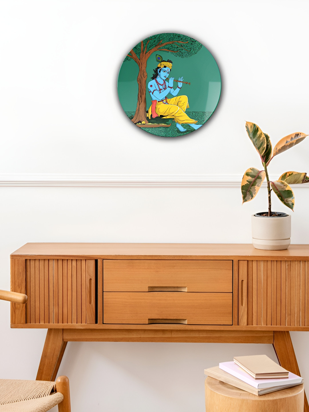 THE QUIRKY HOME A Divine Melody Crafted Ceramics Glossy Hanging Hall Wall Plates-10In