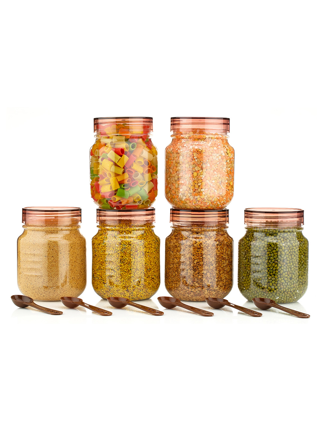 Reeq Vintage Brown Plastic Air Tight 3 Piece Screw Top Canister-750ml