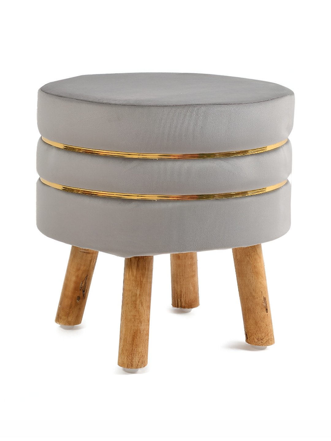 NACIA Grey Wooden Ottoman Pouffe Stool