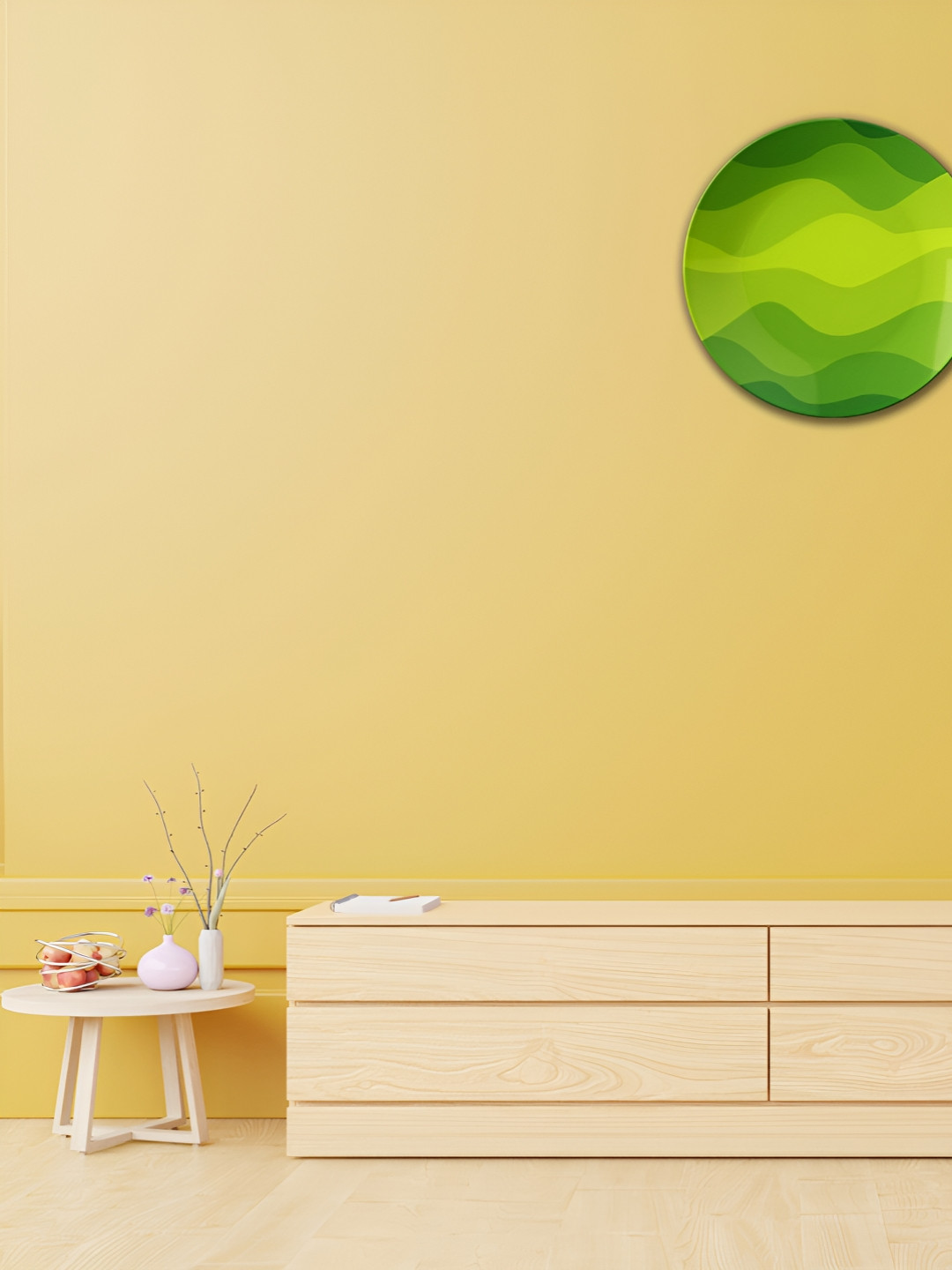 THE QUIRKY HOME A Whirlwind of Green Crafted Ceramics Glossy Hanging Hall Wall Plates-8In