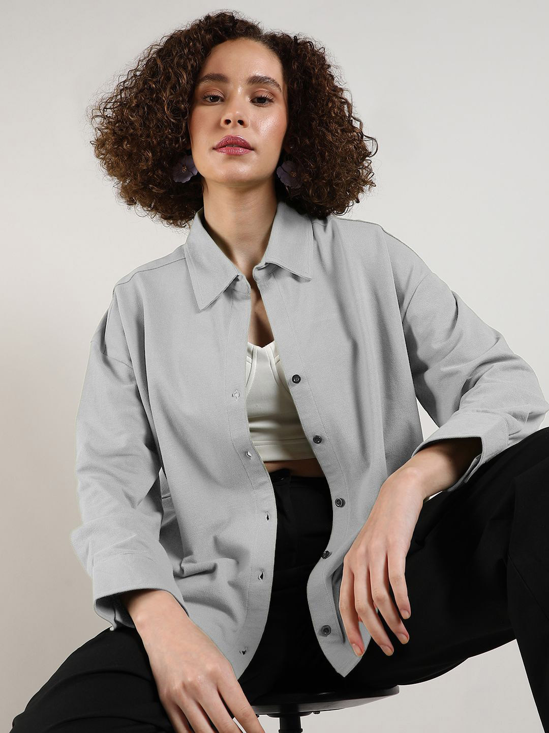 PINACOLADA Casual Boxy Shirts New Oversized Spread Collar Shirt