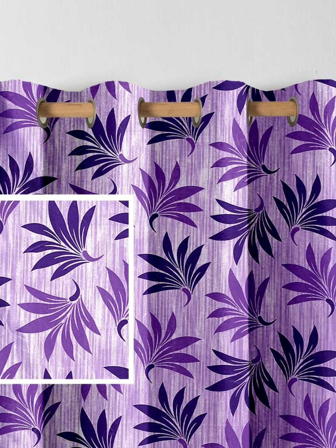 Aura Purple & Violet Set of 2 Floral Door Curtain