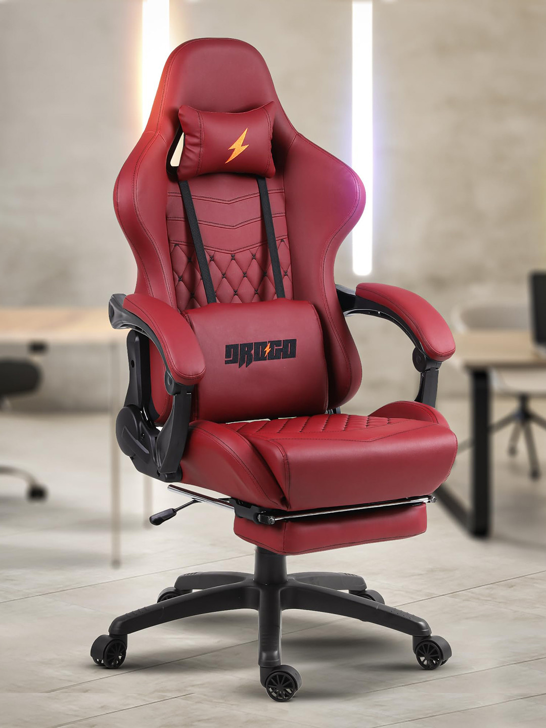 DROGO Red Multi-Purpose Ergonomic Gaming Chair With 7 Way Adjustable Seat & USB Massager