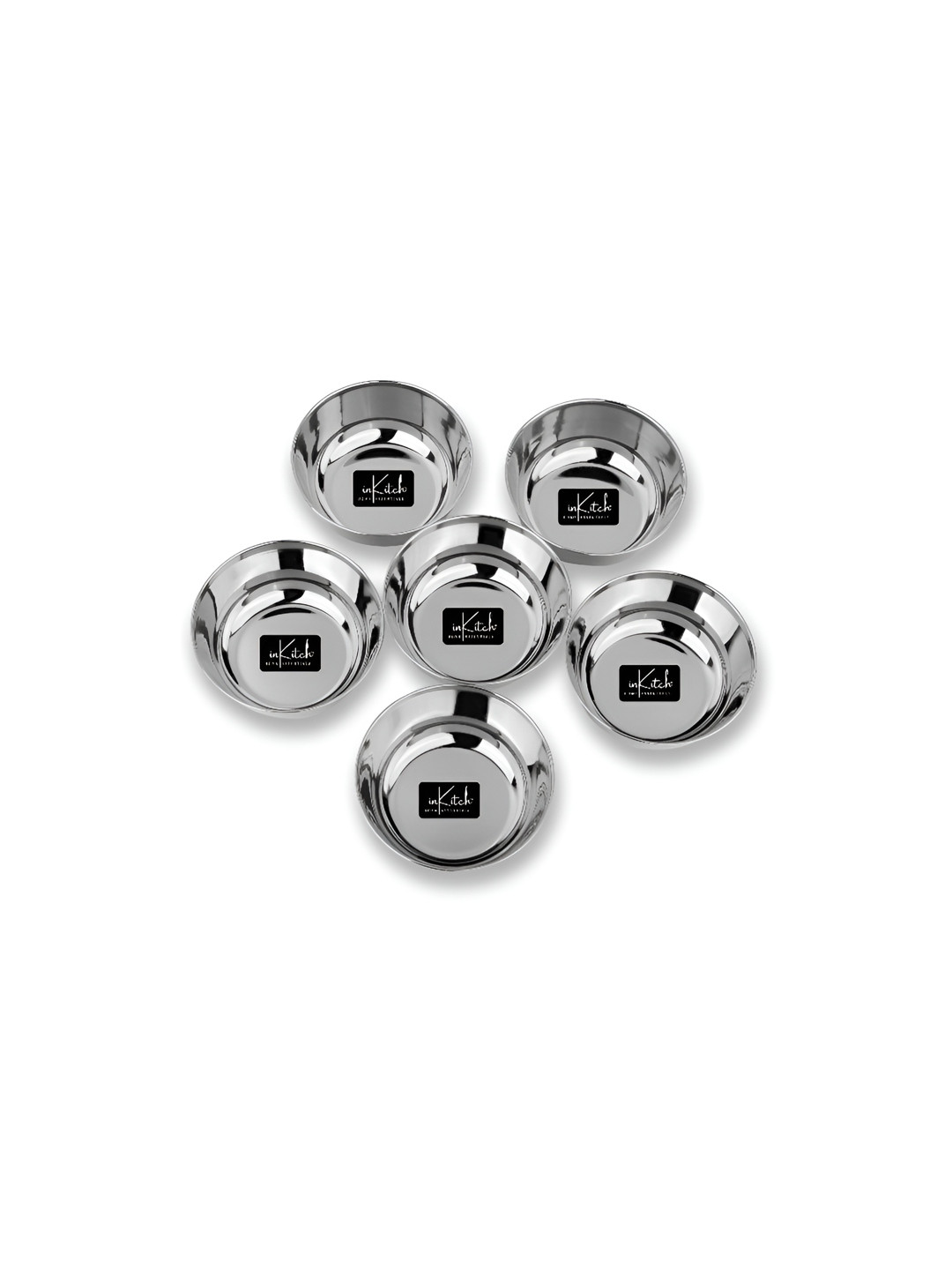 inKitch Silver-Toned 6 Pieces Stainless Steel Dishwasher Safe Serving Bowls 300 ml