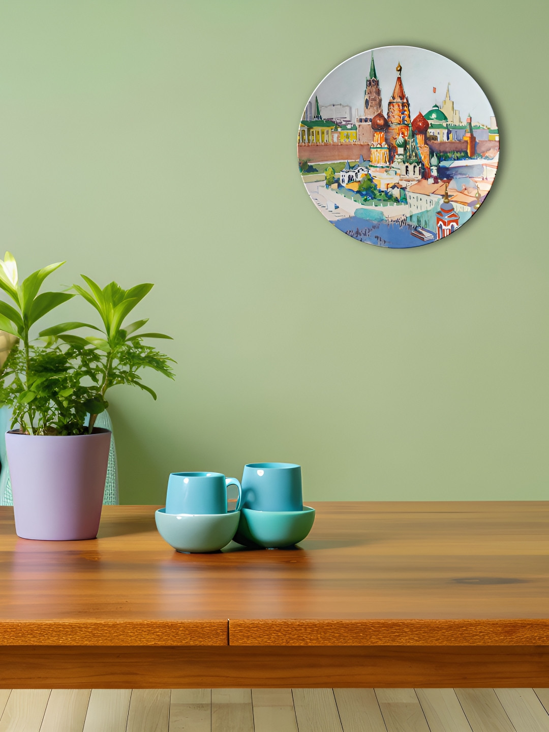 THE QUIRKY HOME Glimpse of Moscow Crafted Ceramics Glossy Hanging Hall Wall Plates-8In