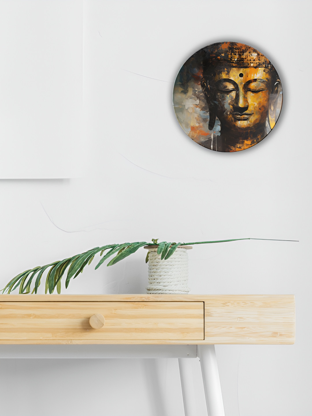 THE QUIRKY HOME Buddha's Peaceful Gaze Ceramic Ethnic Motifs Antique Hall Wall Plates-10In