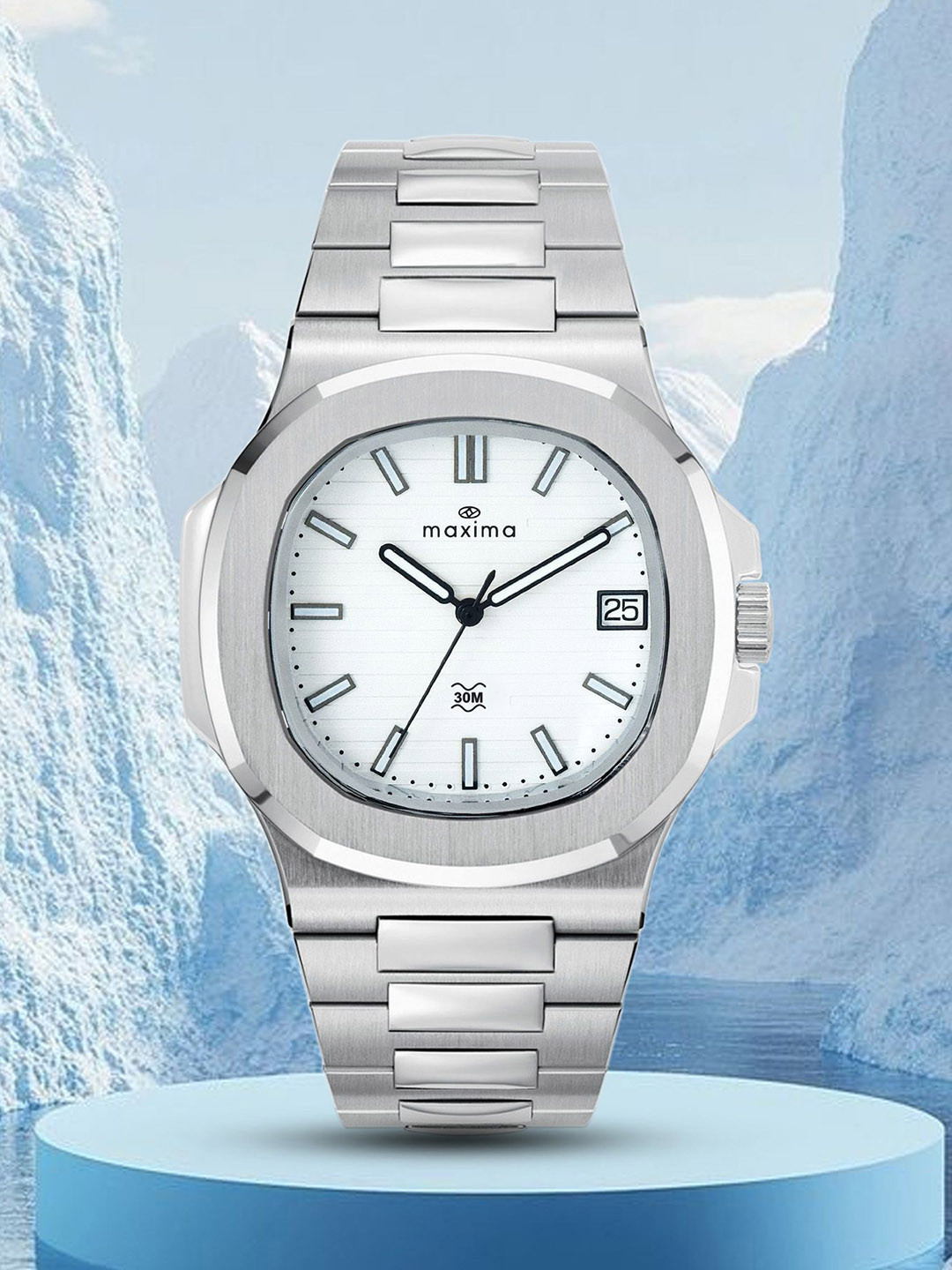 maxima Men Brass Dial & Stainless Steel Bracelet Style Straps Analogue Watch 70862CMGI