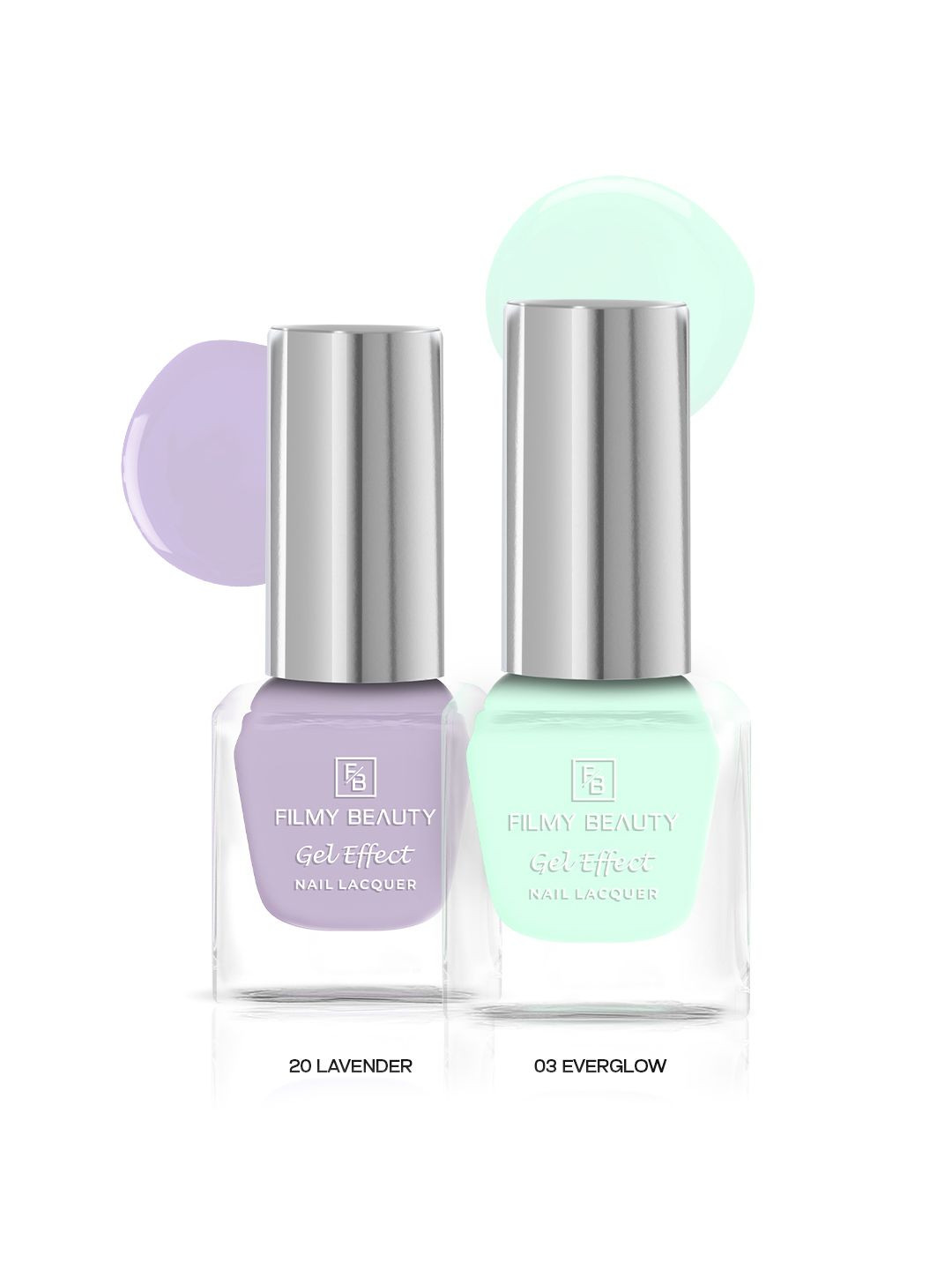 FILMY BEAUTY Set Of 2 Gel Effect Nail Polish- 10 ml Each- Lavender 20- Everglow 03