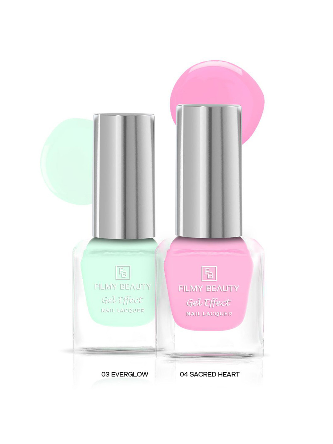 FILMY BEAUTY Set Of 2 Gel Effect Nail Polish- 10 ml Each- Sacred Heart 03- Everglow 04