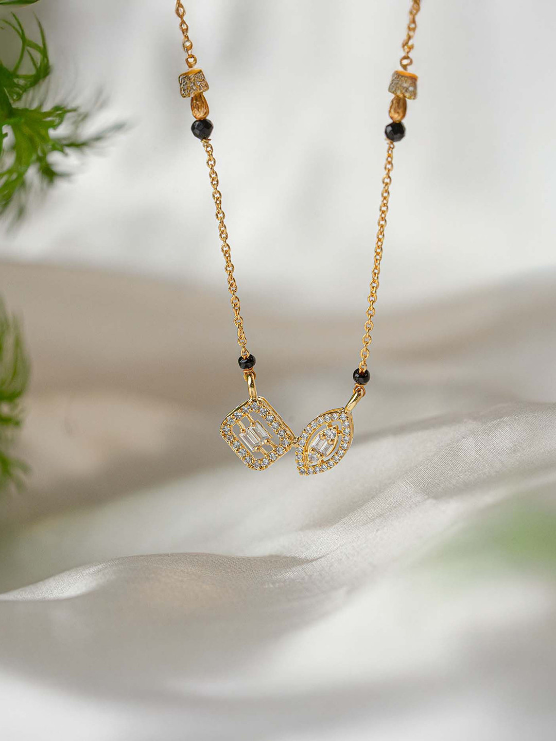 Mesmerize Stainless Steel Gold-Plated Win Charm Mangalsutra