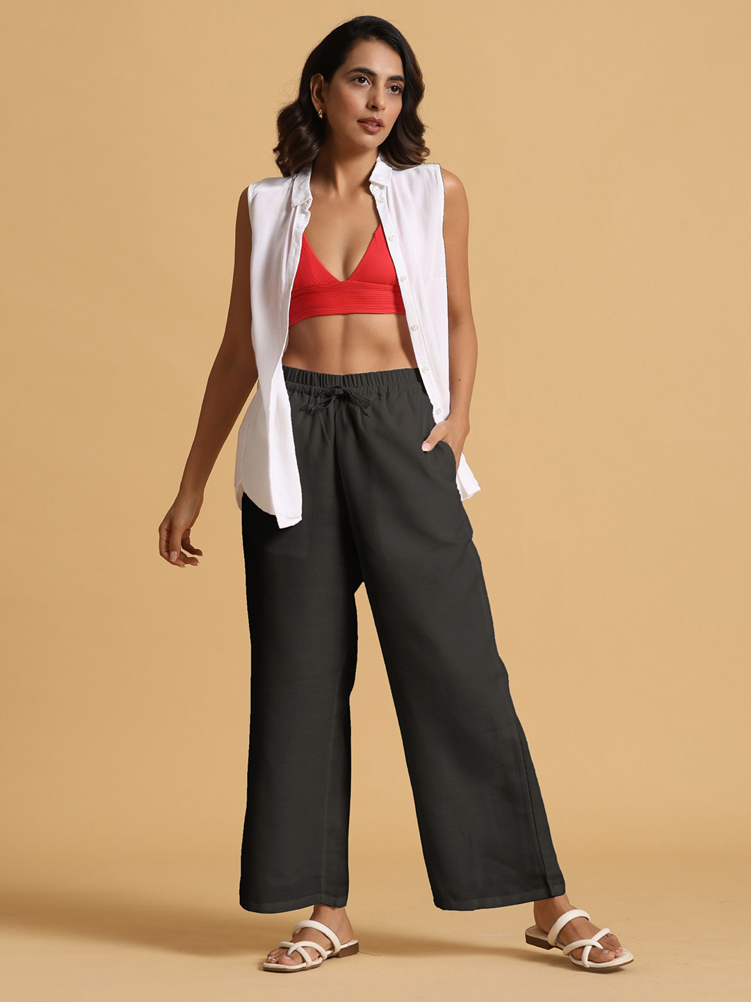 trueBrowns Drawstring True Straight Fit Trousers