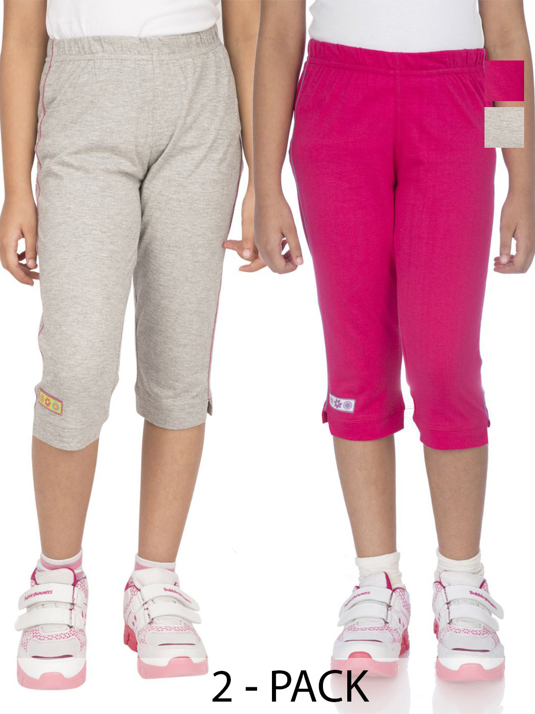 OCEAN RACE Pack Of 2 Girls Mid Rise Relexed Fit Capris