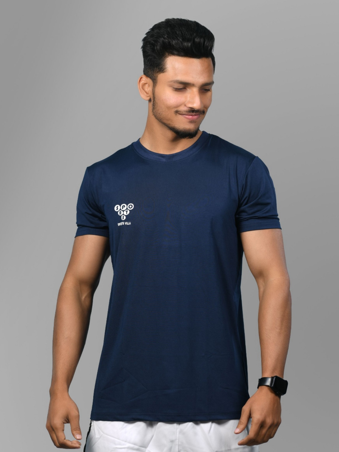 SPORTS VILLA Men Solid Round Neck T-shirt