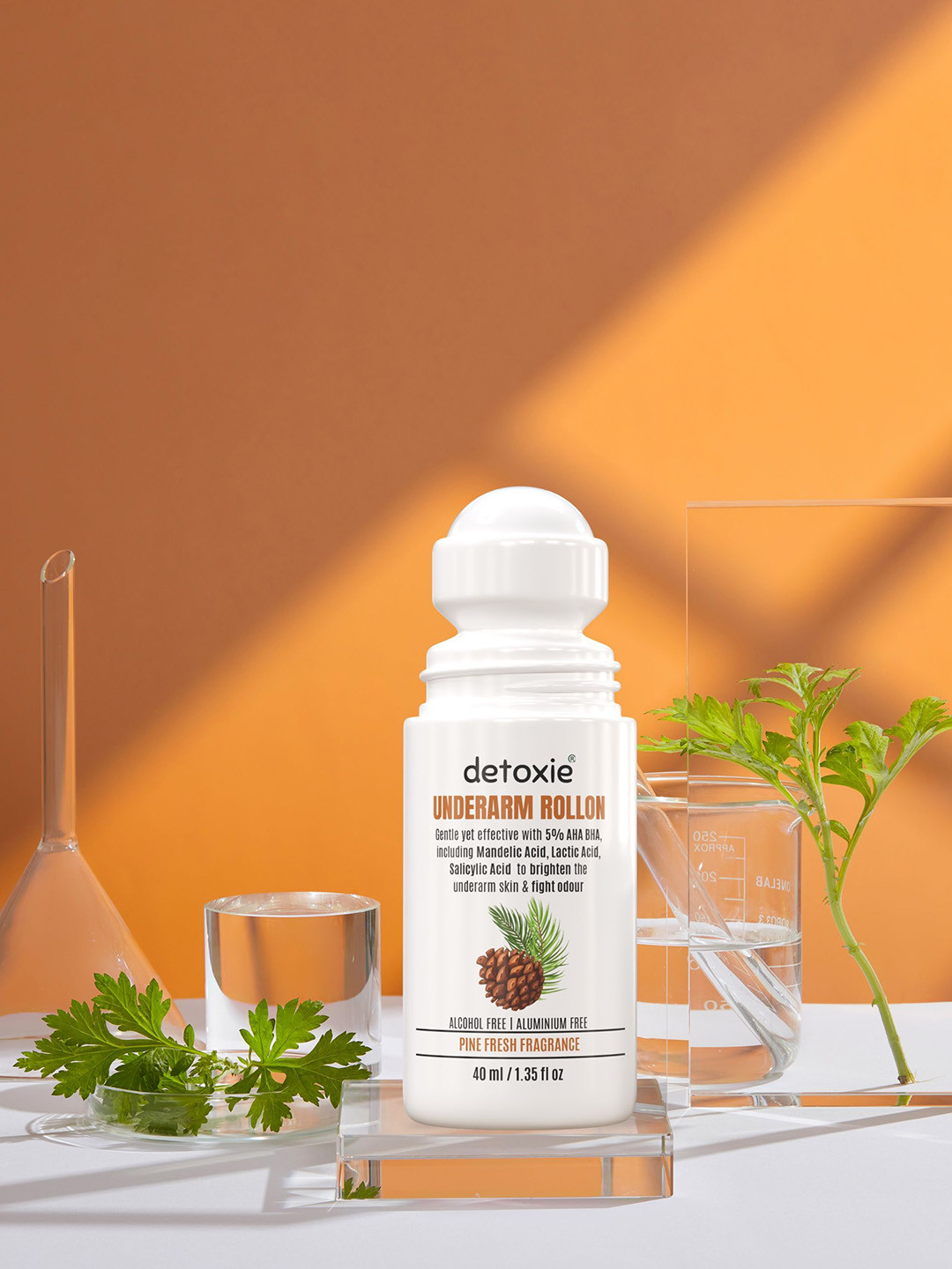 Detoxie Set Of 2 5% AHA BHA Underarm Lightening Deo Roll On - 40 ml Each -Pine Fresh