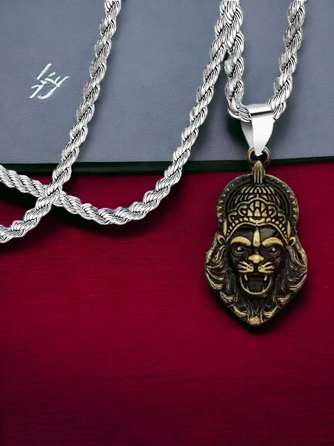 M Men Style Men Silver-Plated Pendant With Chain