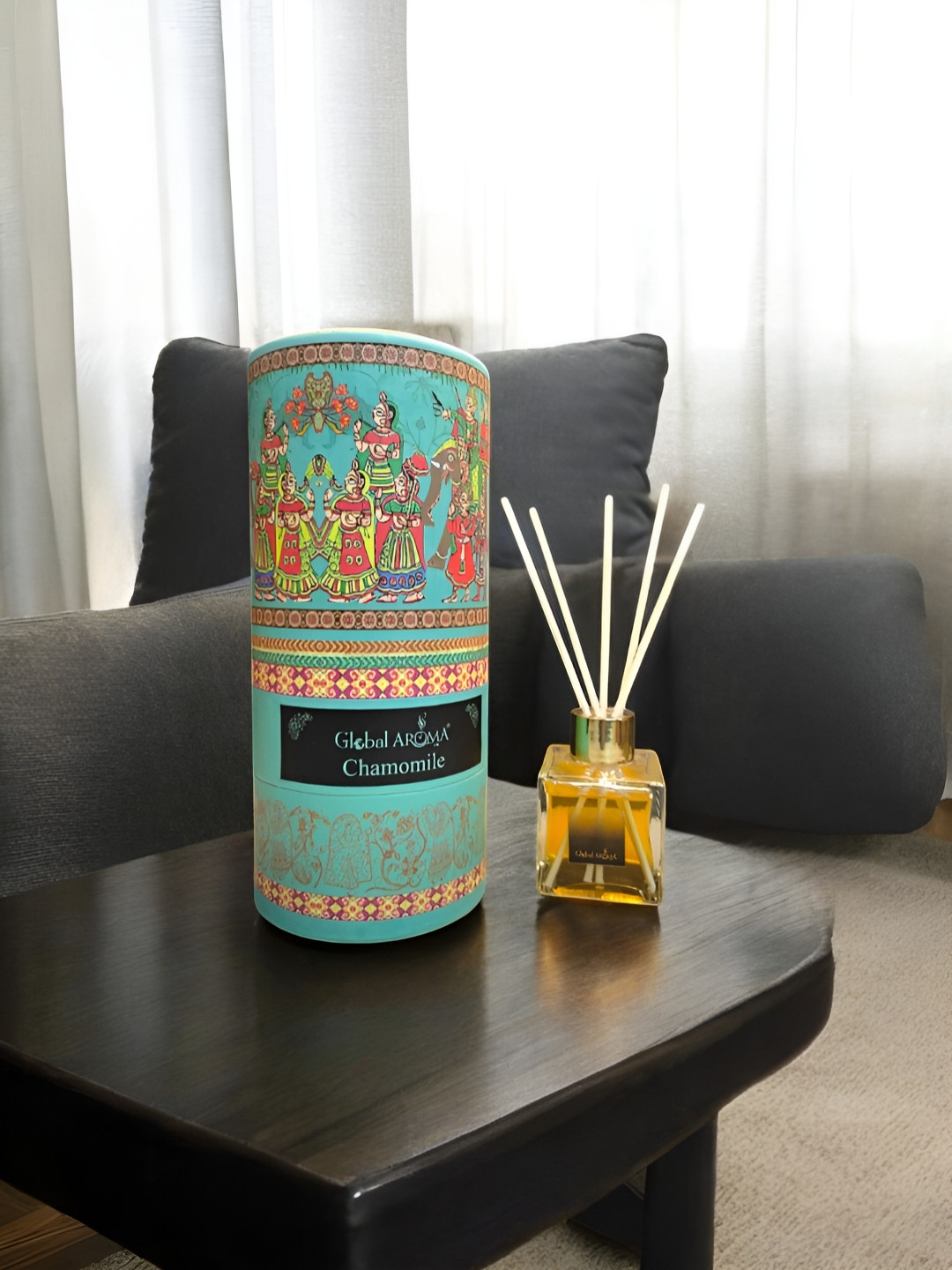 GLOBAL AROMA Blue & Red Chamomile Reed Aroma Oil Diffuser & Sticks 100ml