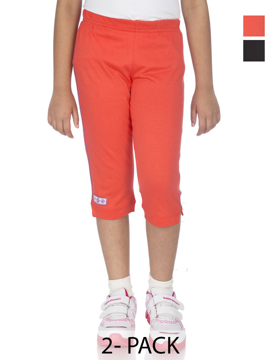 OCEAN RACE Girls Pack of 2 Cotton Relaxed Fit Capris