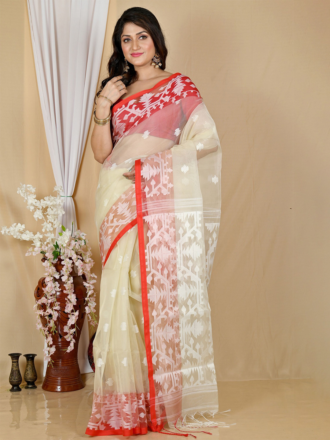 PuJoy Pure Cotton Murshidabad silk Saree