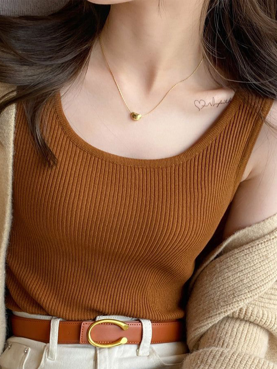 Outzidr Rust Scoop Neck Tank Top