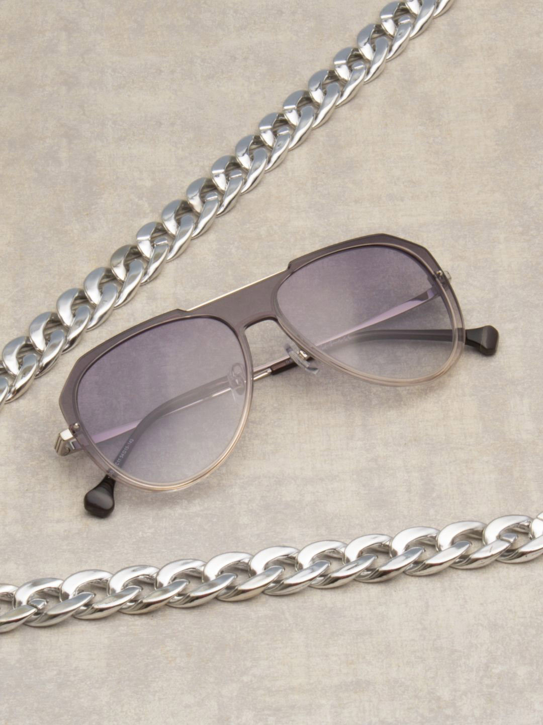 Ted Smith Unisex Grey Graded Aviator Metal Sunglasses With Polarised Lens