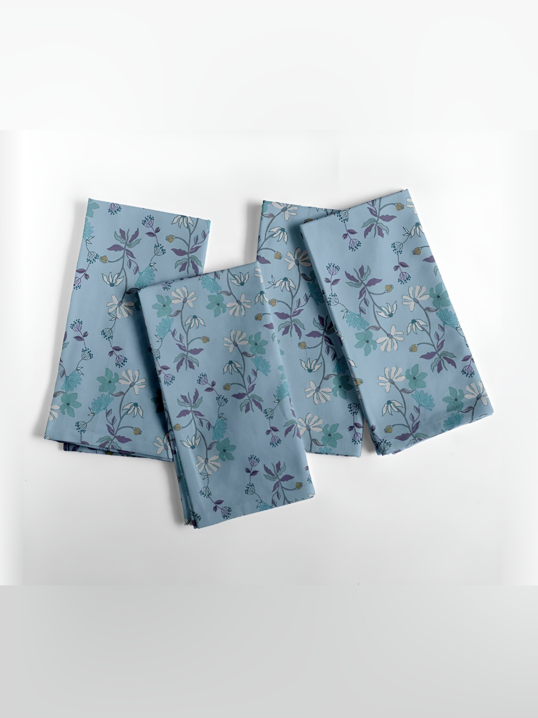 Vargottam 12 Piece Blue & White Printed Cotton Table Napkins