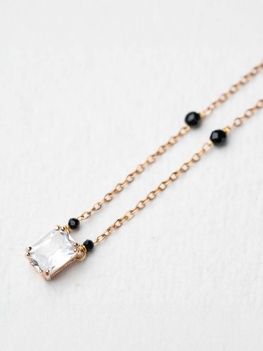 Mesmerize Stainless Steel Rose Gold-Plated Radiant Diamond Mangalsutra