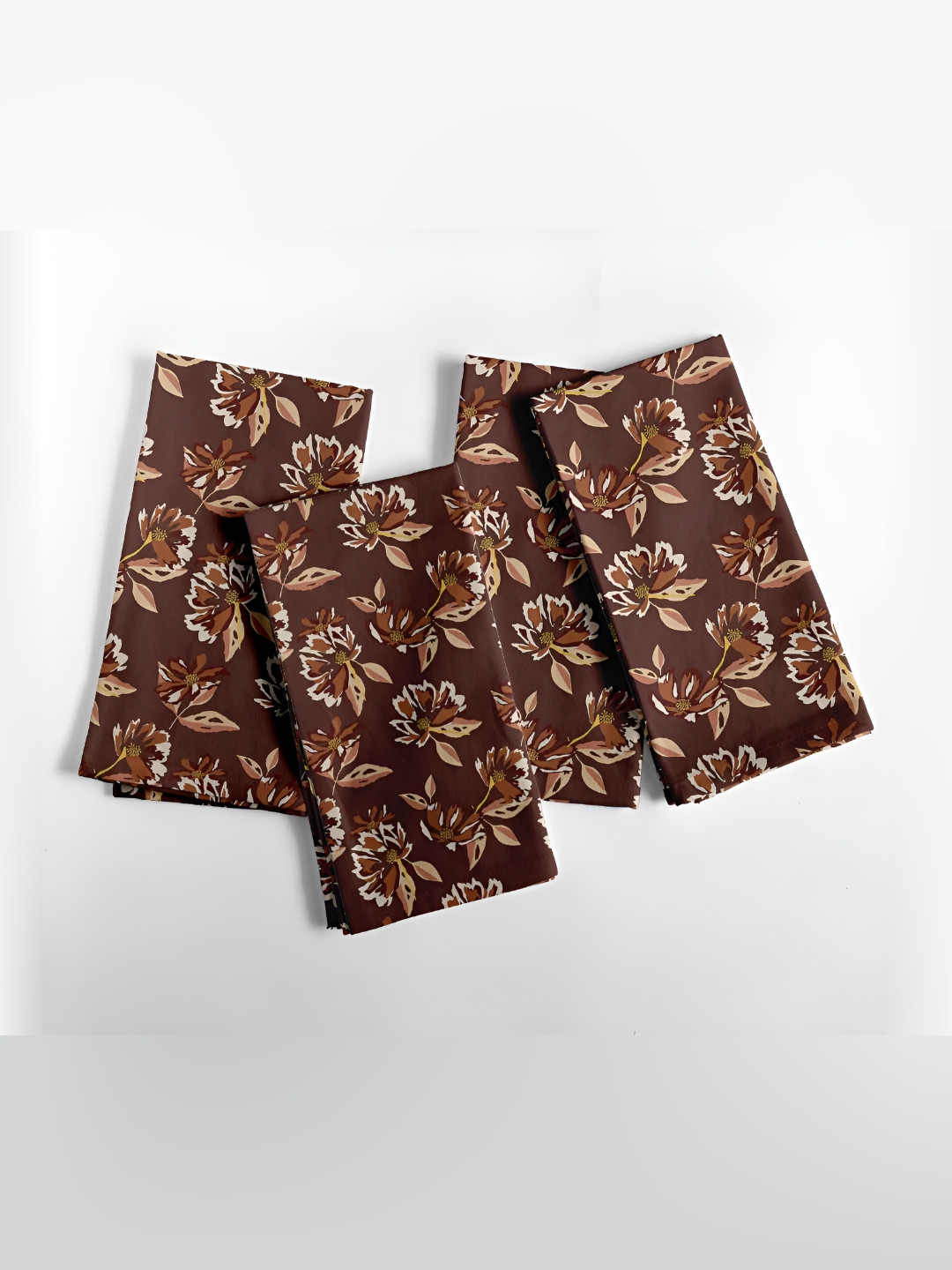 Vargottam Brown & Beige 12 Pieces Printed Cotton Reusable & Disposable Table Napkins