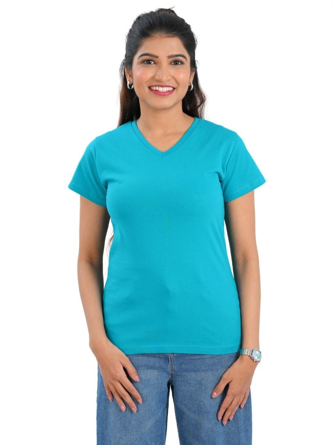 30 Looks Women Solid V-Neck Cotton T-shirt