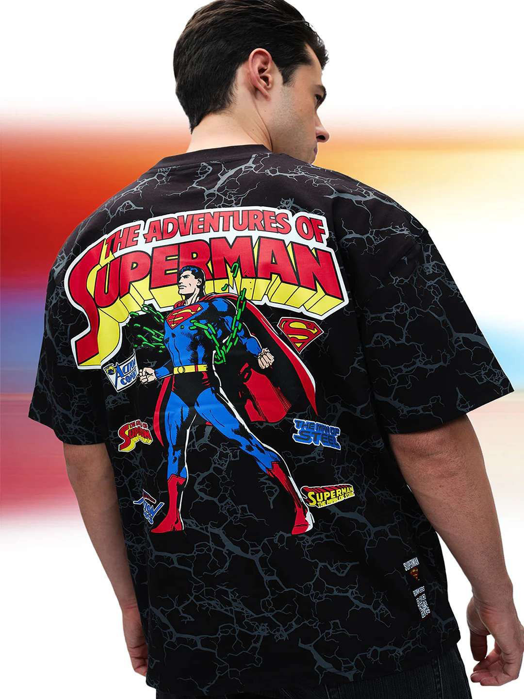 Bonkers Corner Men Superman Graphic Oversized T-shirt
