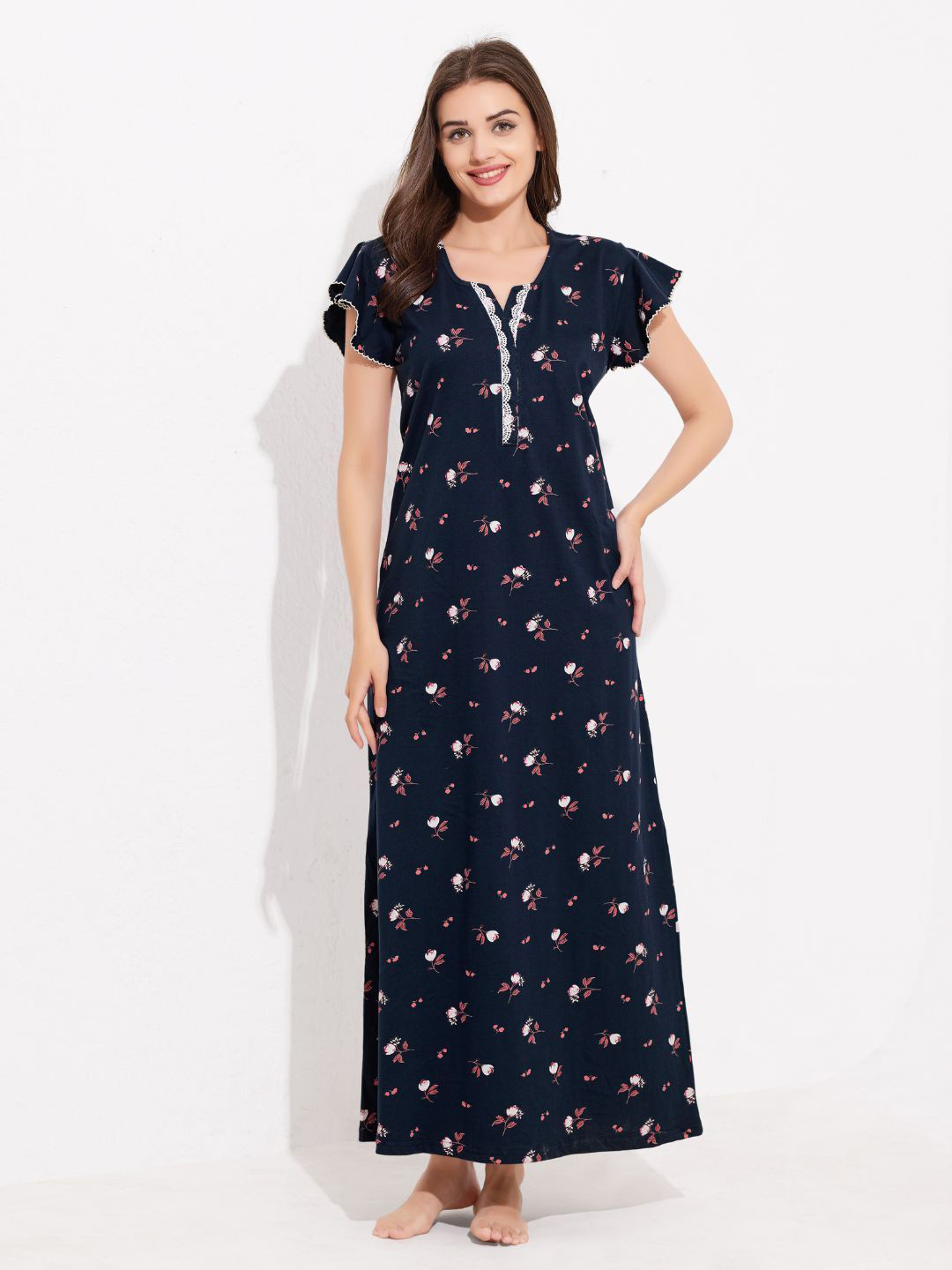 Arela Women Printed Maxi Nightdress