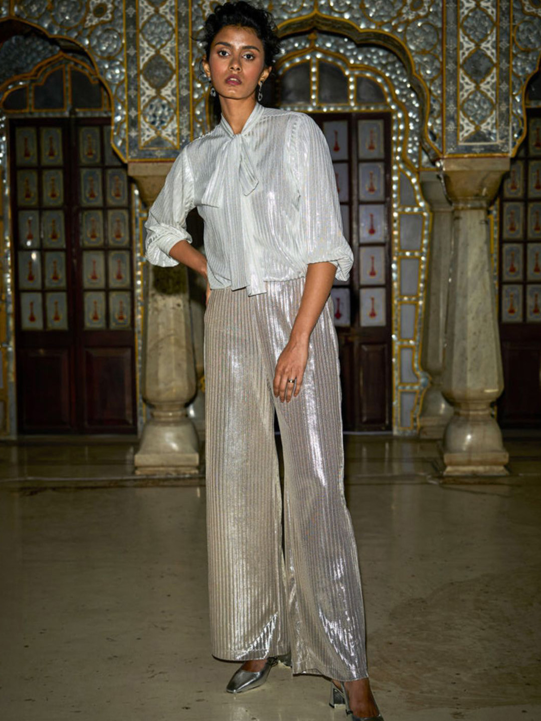 Dash and Dot Textured Lam Pant Set