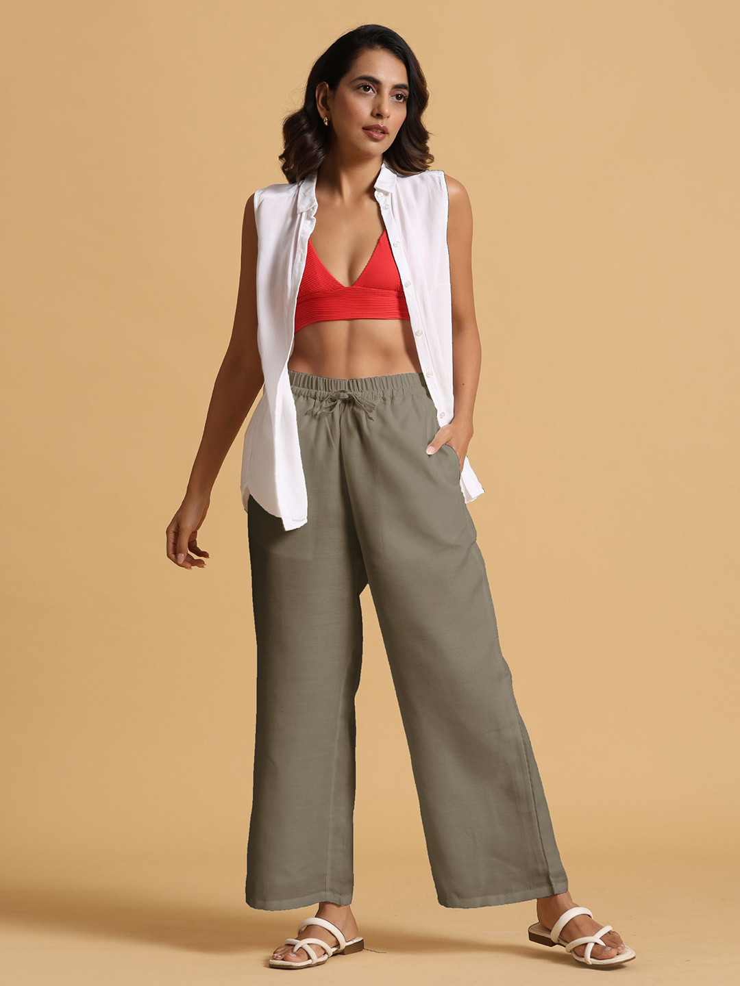 trueBrowns Drawstring True Straight Fit Trousers
