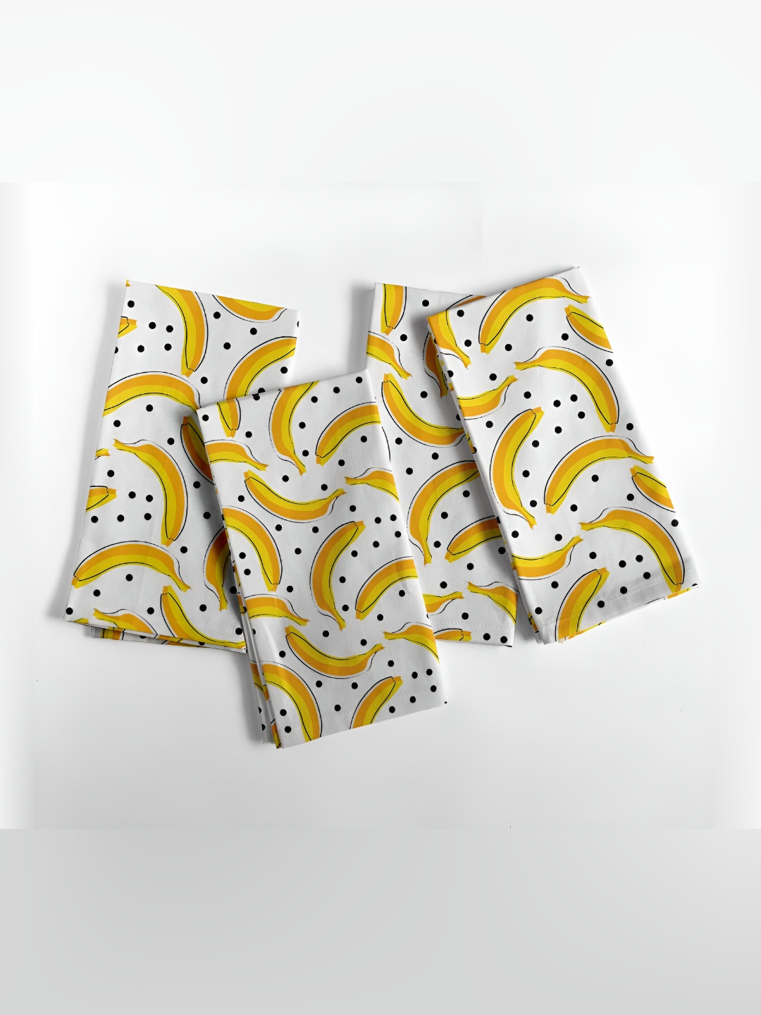 Vargottam White & Yellow 12 Pieces Printed Cotton Reusable & Disposable Table Napkins