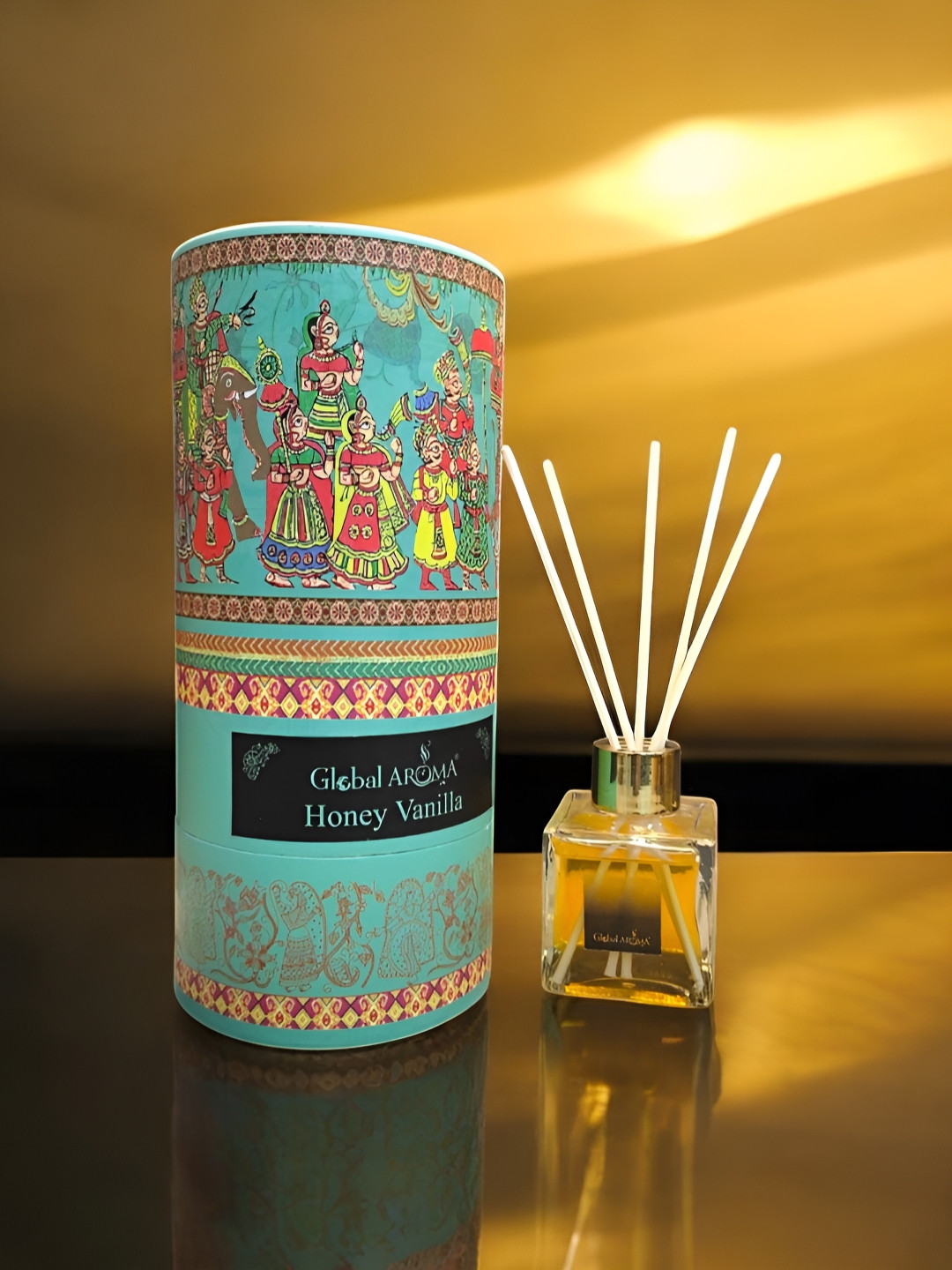 GLOBAL AROMA Blue & Red Honey Vanilla Reed Aroma Oil Diffuser & Sticks 100ml
