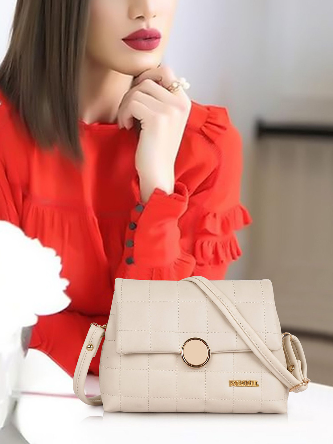 FOMMIL Sling Bag with Cut Work