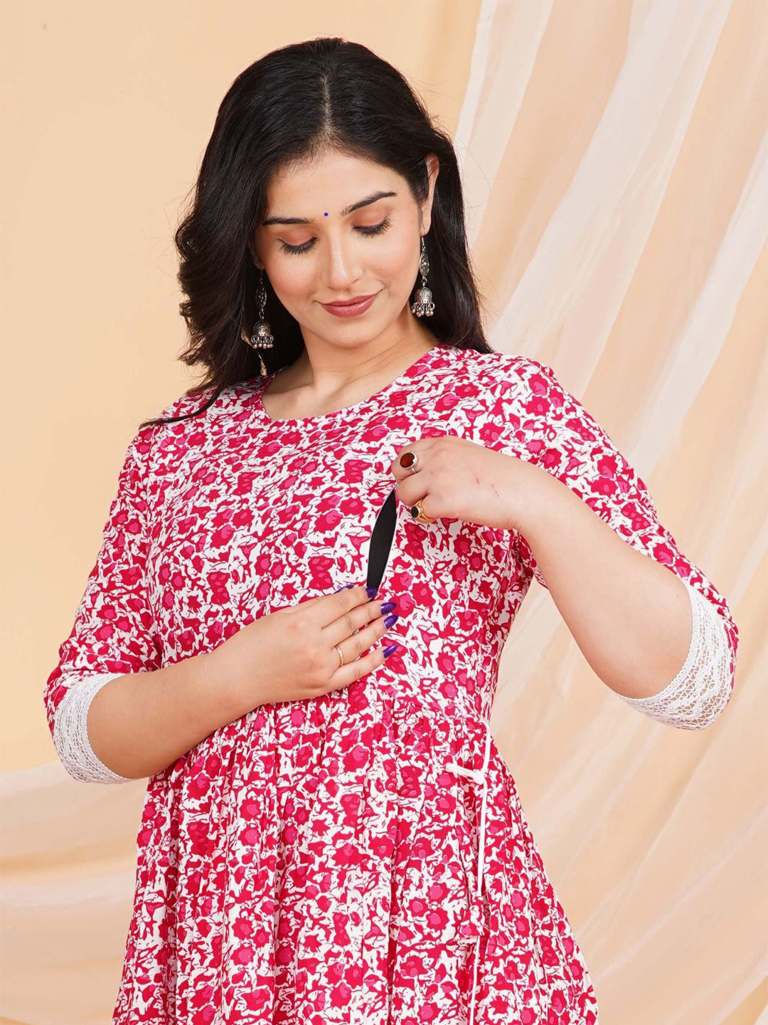 outfit 4 you Women Floral Printed Thread Work Anarkali Kurta