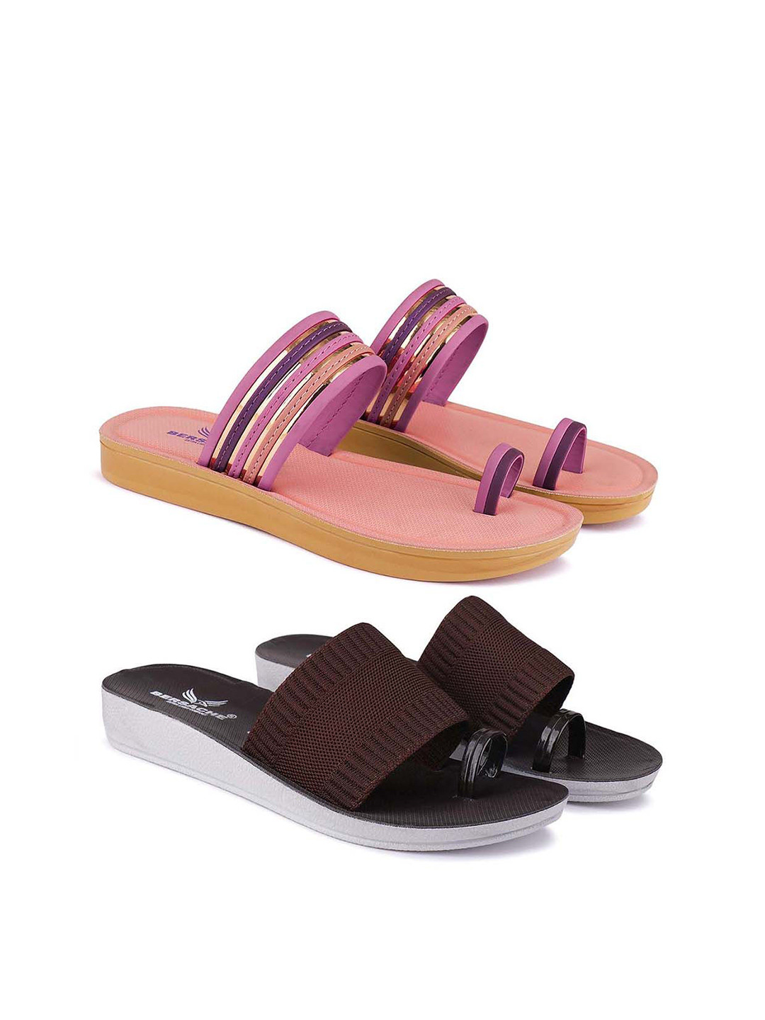 BERSACHE Women Set Of 2 One Toe Flats