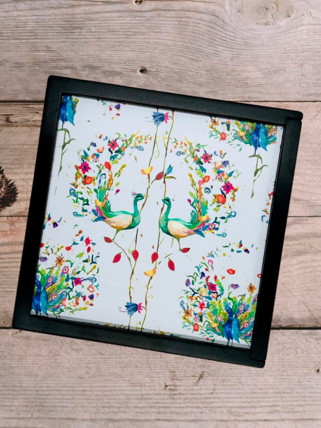 Angira handicrafts Brown & Black Printed Wooden Multipurpose Storage Box