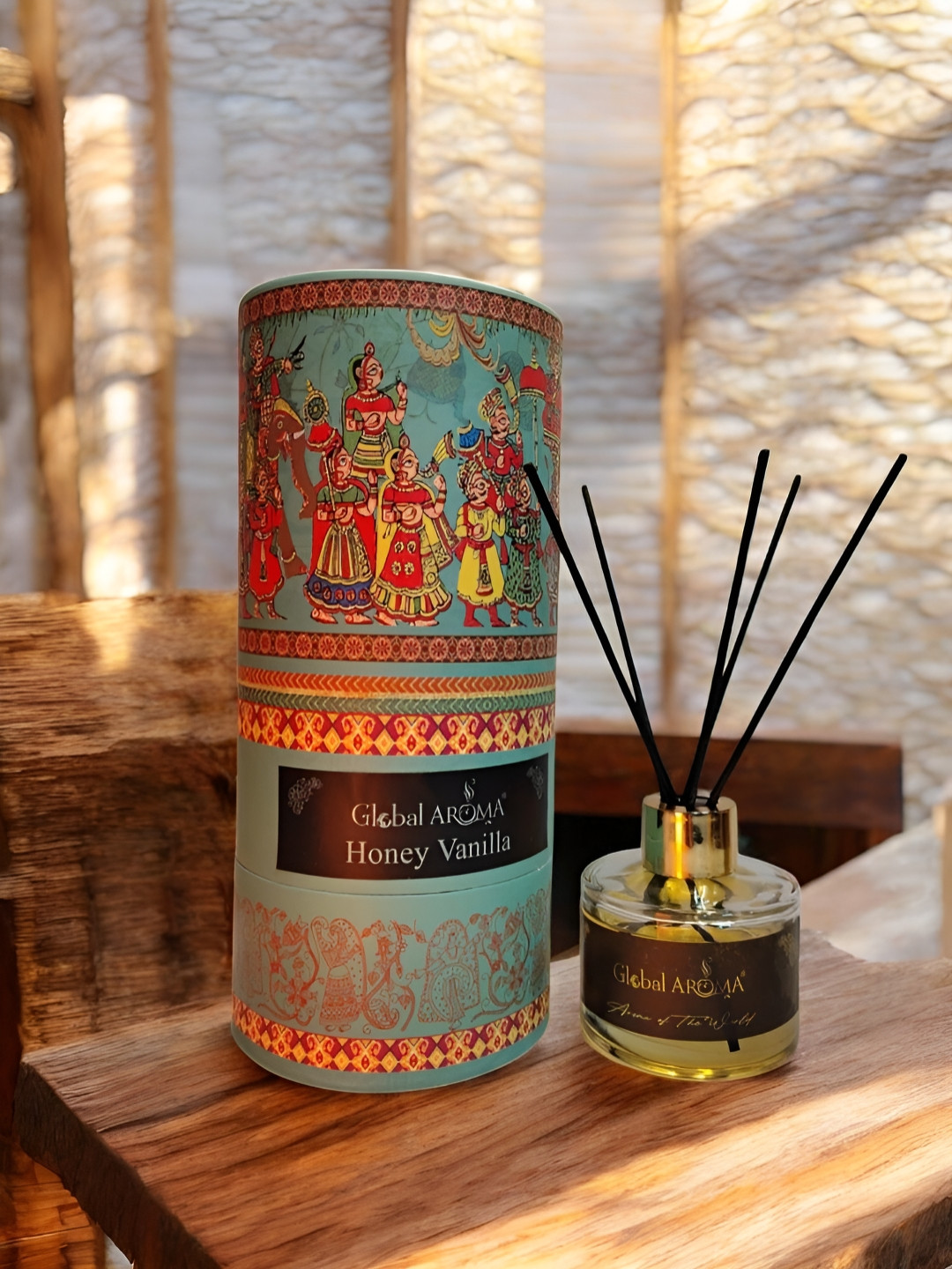 GLOBAL AROMA Blue & Red Honey Vanilla Aroma Oil Diffuser & Sticks 120 ml